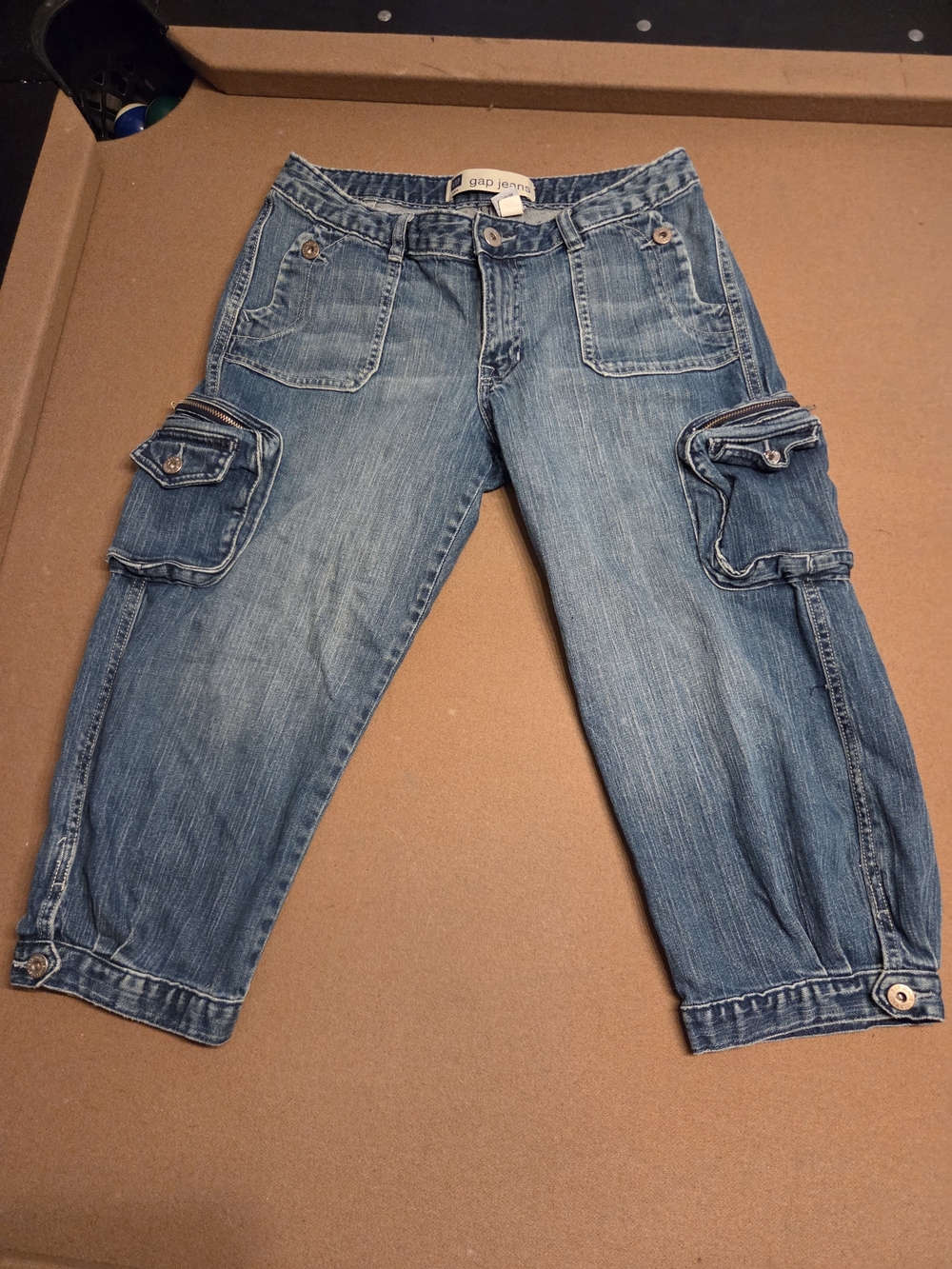 GAP Denim Cargo Capri Pants - Light Blue